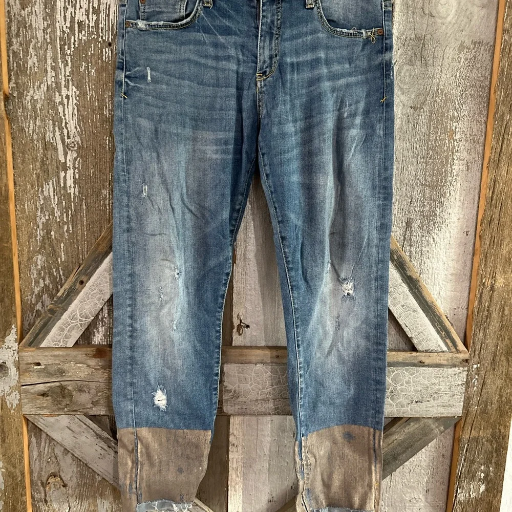 Anthropologie Pilcro and the Letterpress copper bottom distressed jeans. - Picture 2 of 11